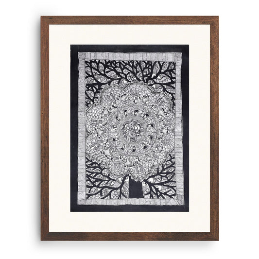 Life of tree godna and kachni pattern Madhubani Painting, Madhubani Art, Madhubani Painting