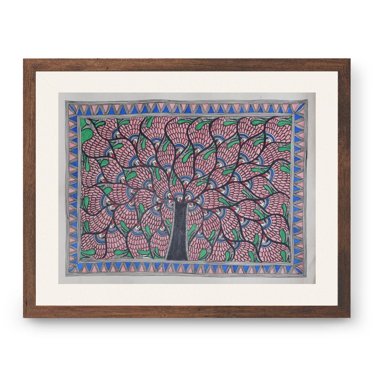 Life of tree in fish pattern in Mithila painting, Madhubani Art, Madhubani Painting