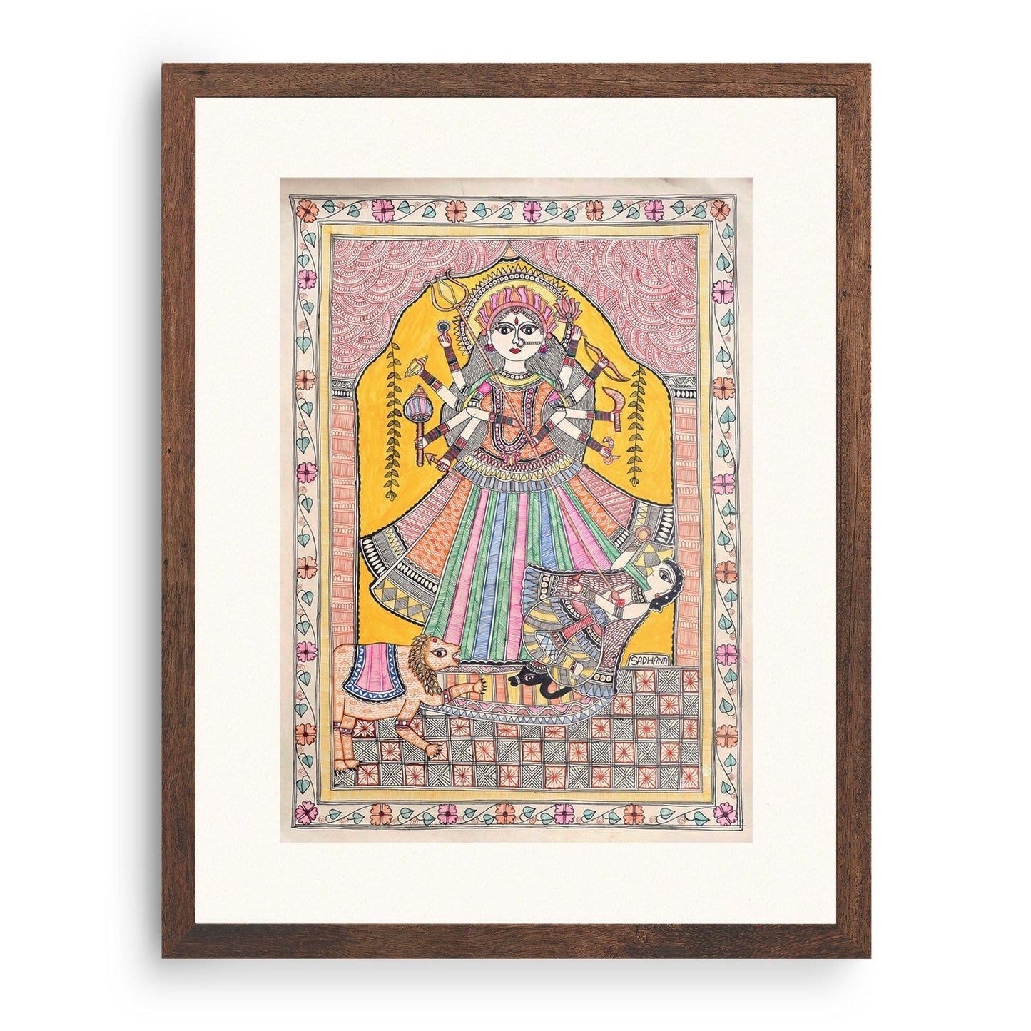 Maa Durga Madhubani , Madhubani Art, Madhubani Painting