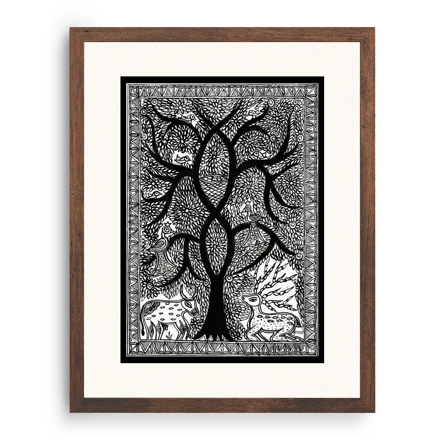 Life of Tree with Deer Madhubani Art