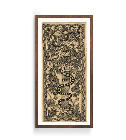 Chandan sai lipte Bhujang Madhubani Painting