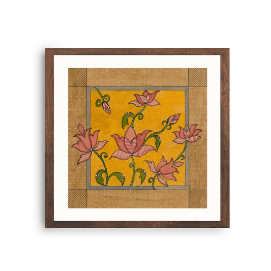 Madhubani Lotus folk art