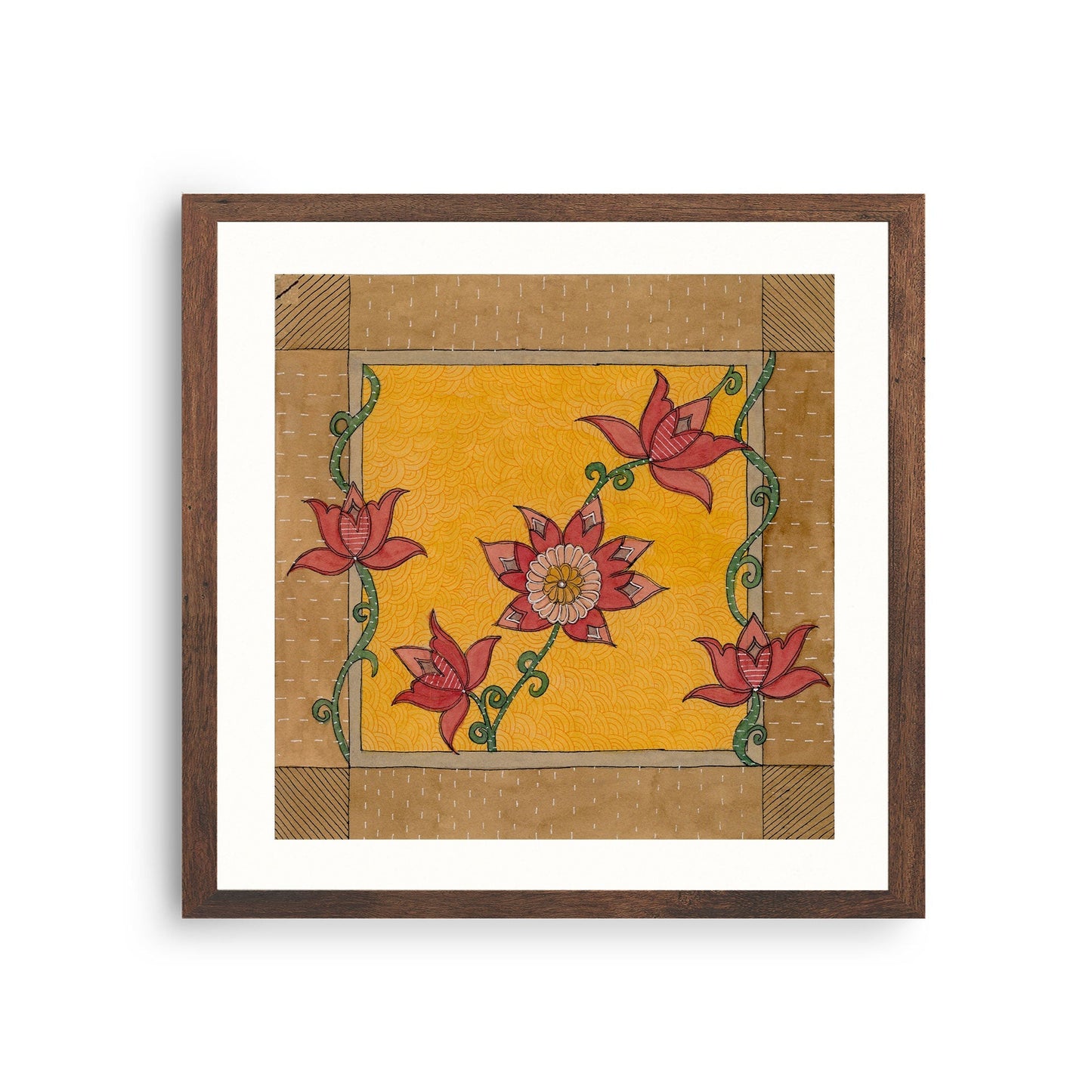 Madhubani folk floral artwork