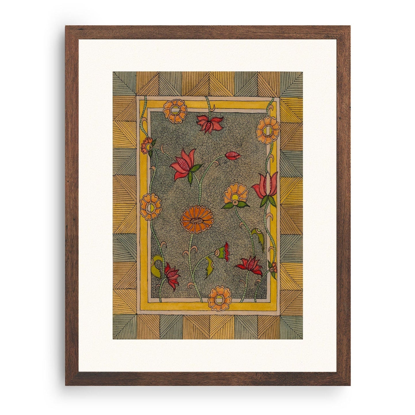 Madhubani painting in vintage style