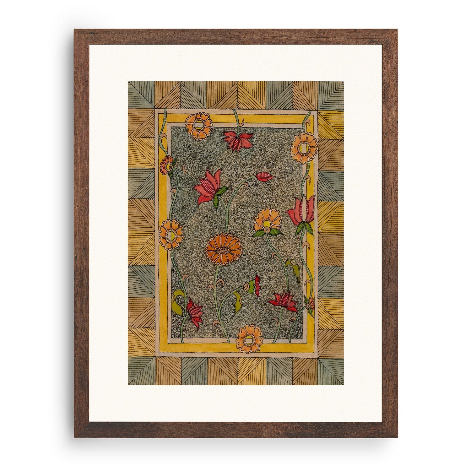 Madhubani painting in vintage style