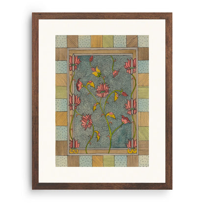 Madhubani painting in vintage style