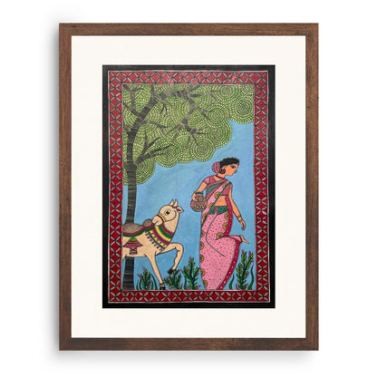 Women cow madhubani, Madhubani Art, Madhubani Painting