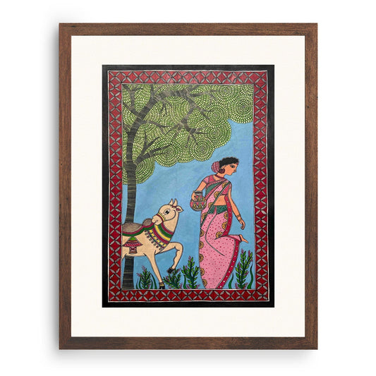 Women cow madhubani, Madhubani Art, Madhubani Painting