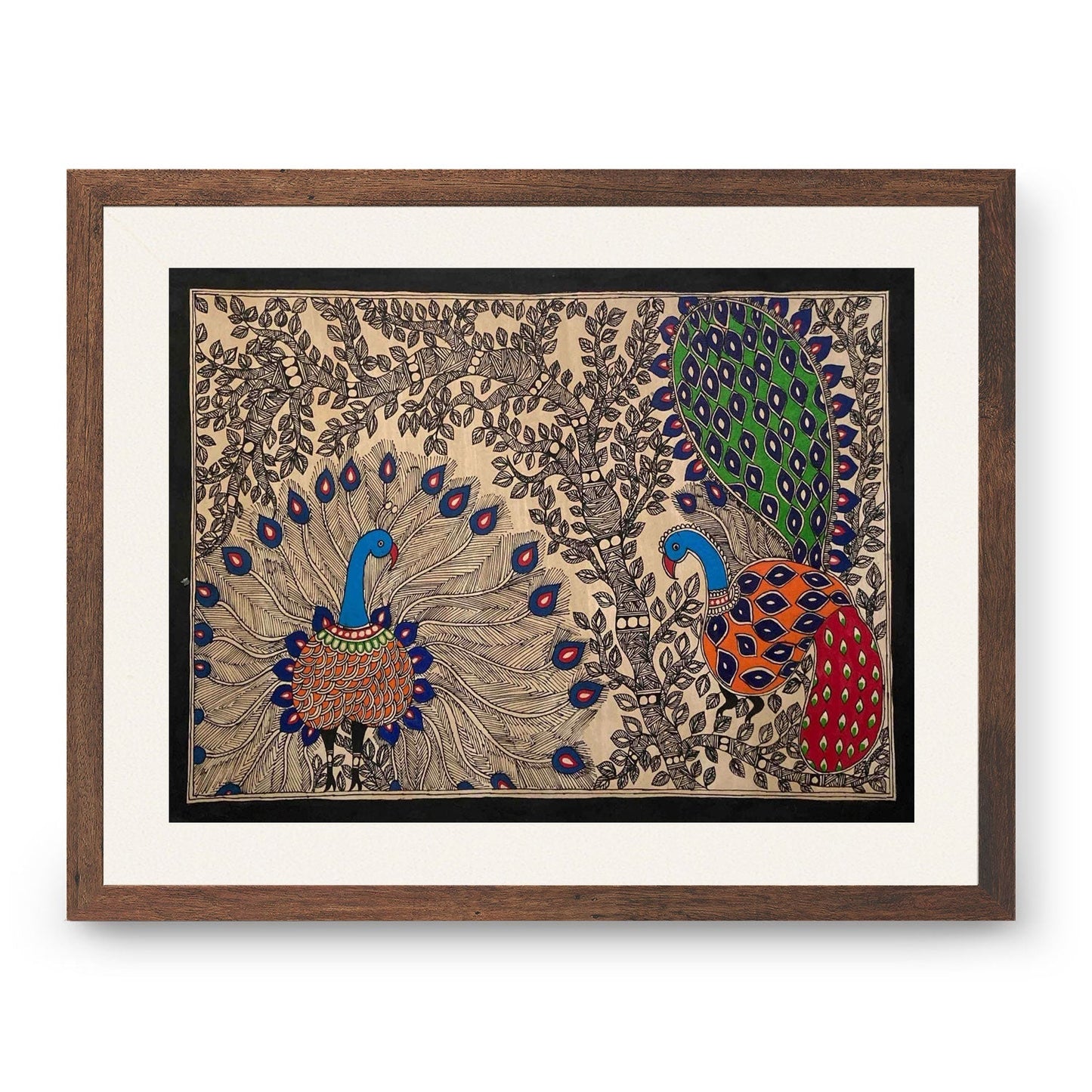Peacock Dancing Madhubani Art, Madhubani Art, Madhubani Painting