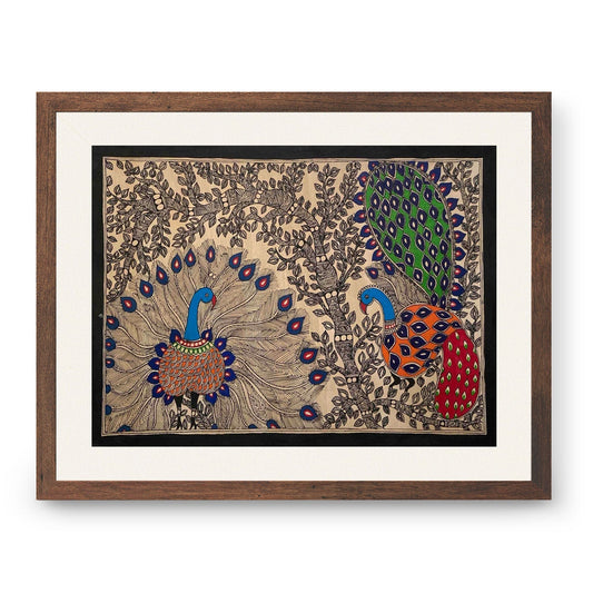Peacock Dancing Madhubani Art, Madhubani Art, Madhubani Painting