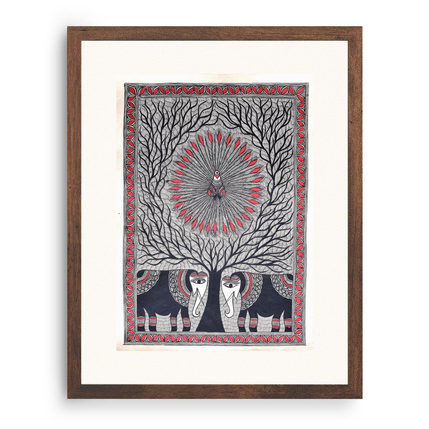 Peacock Elephant Madhubani Painting, Madhubani Art, Madhubani Painting