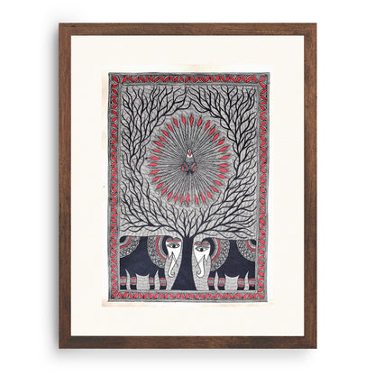 Peacock Elephant Madhubani Painting, Madhubani Art, Madhubani Painting
