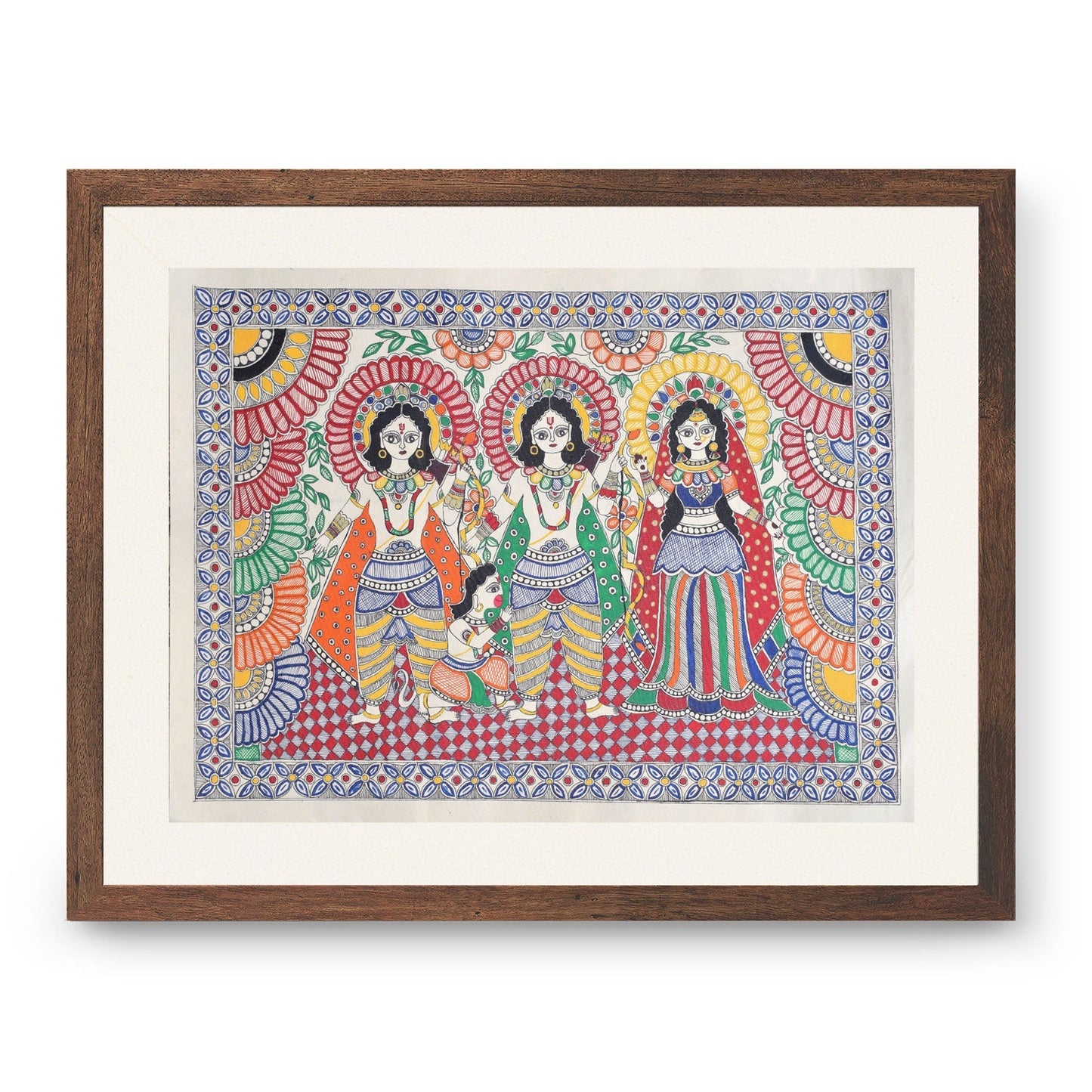 Ram Darbar with Hanuman, Madhubani Art, Madhubani Painting