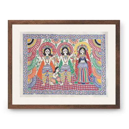 Ram Darbar with Hanuman, Madhubani Art, Madhubani Painting