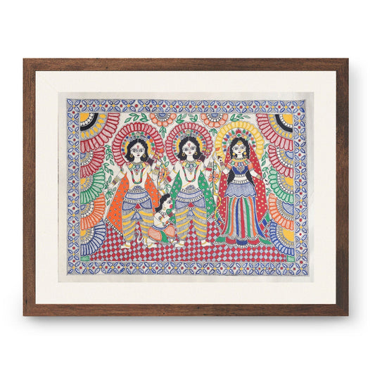 Ram Darbar with Hanuman, Madhubani Art, Madhubani Painting
