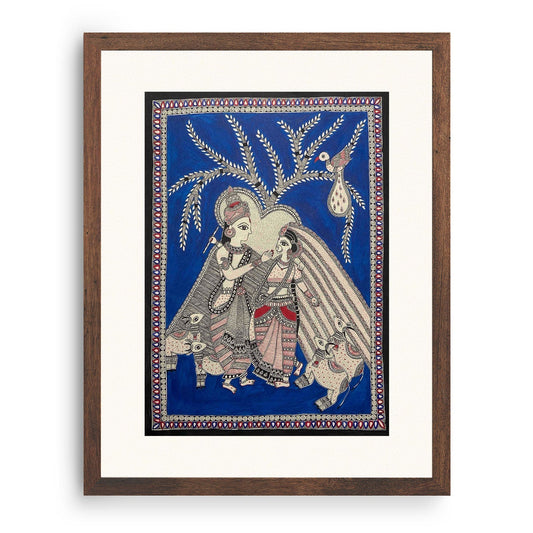 Radha Krishna, Madhubani Art, Madhubani Painting