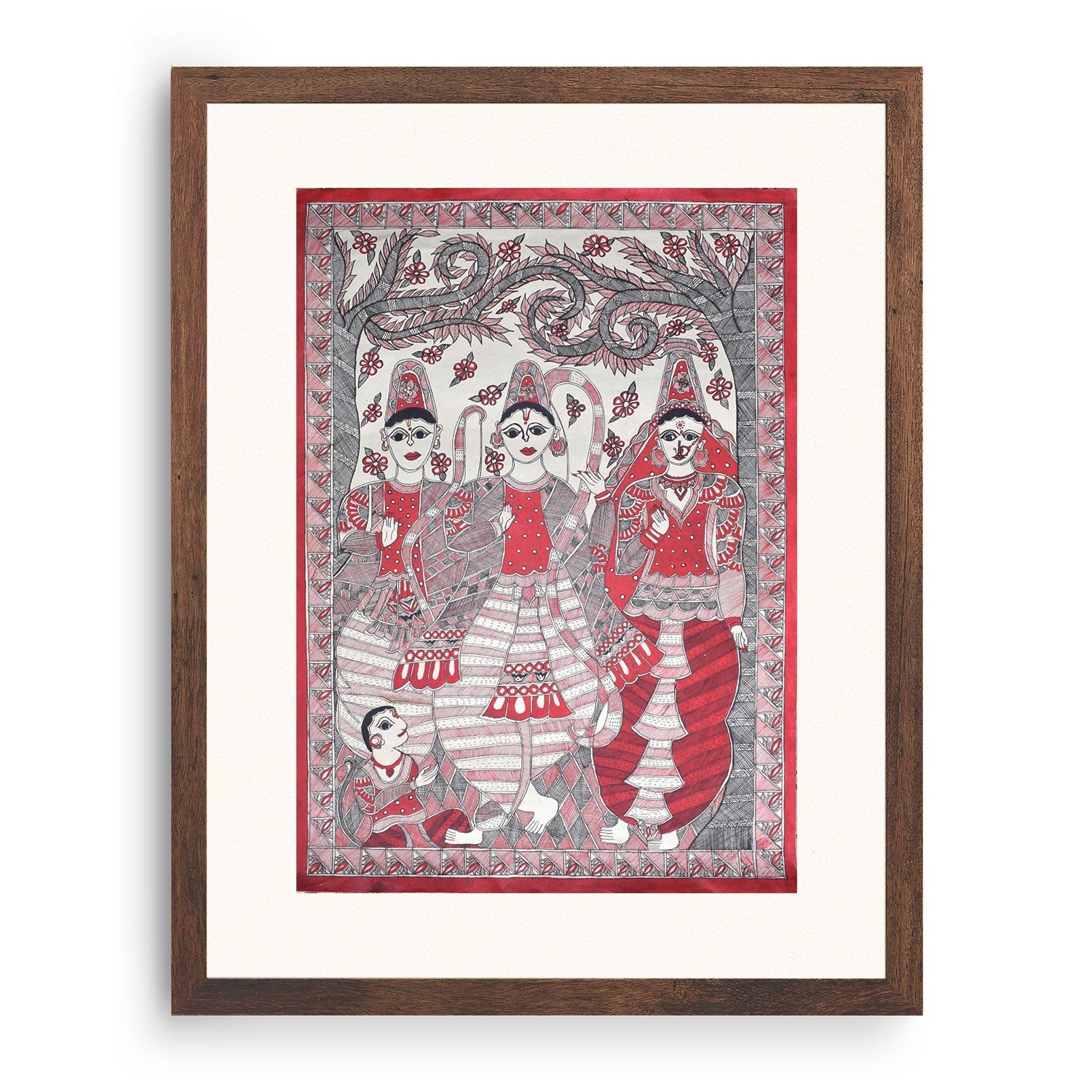 Single color Ramdarbar Madhubani Painting, Madhubani Art, Madhubani Painting