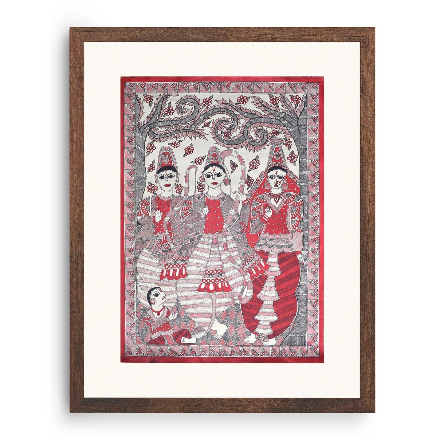 Single color Ramdarbar Madhubani Painting, Madhubani Art, Madhubani Painting