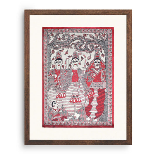 Single color Ramdarbar Madhubani Painting, Madhubani Art, Madhubani Painting