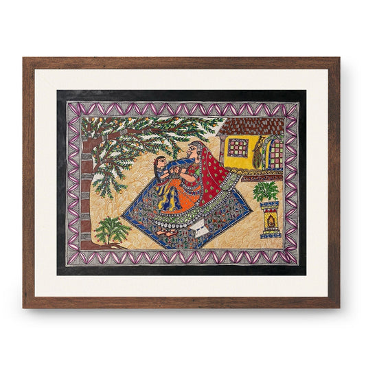 The Mother and daughter madhubani art, Madhubani Art, Madhubani Painting