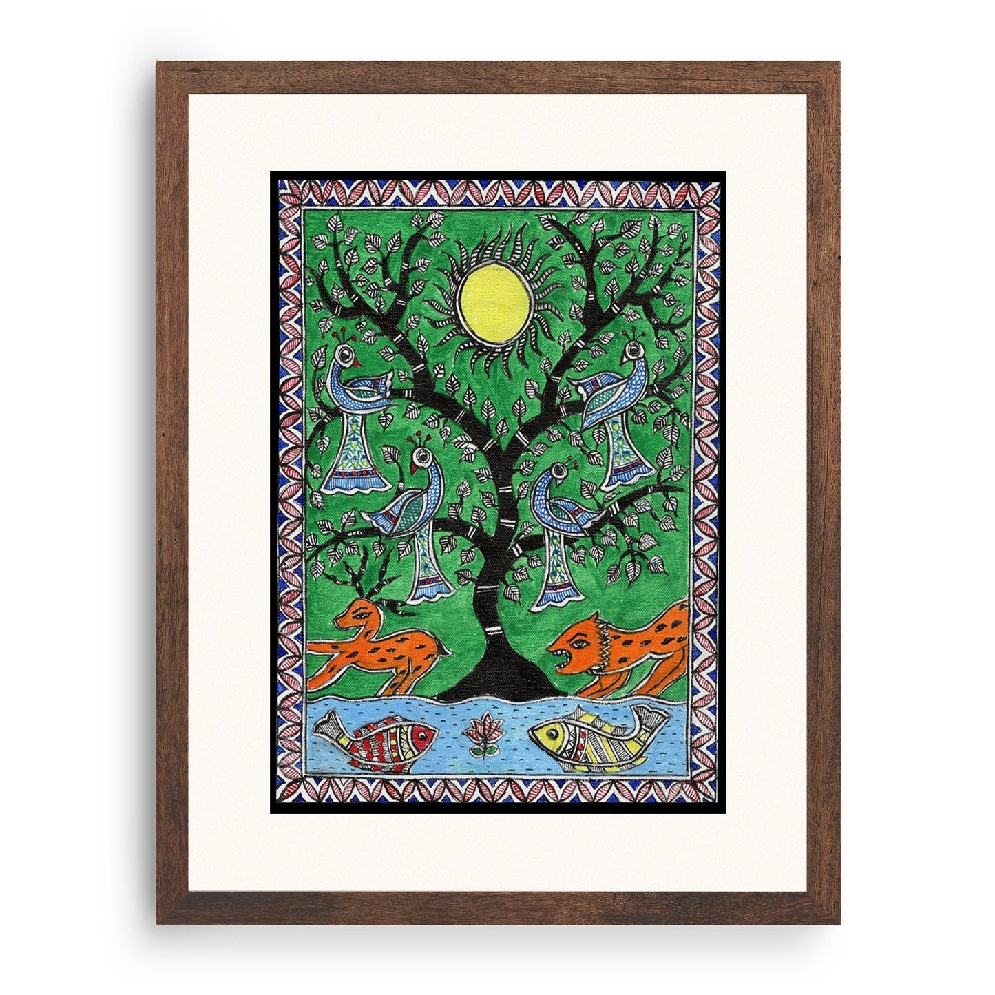 Tree in the Garden Madhubani Painting