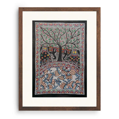 The Elephant with fish Madhubani Art, Madhubani Art, Madhubani Painting