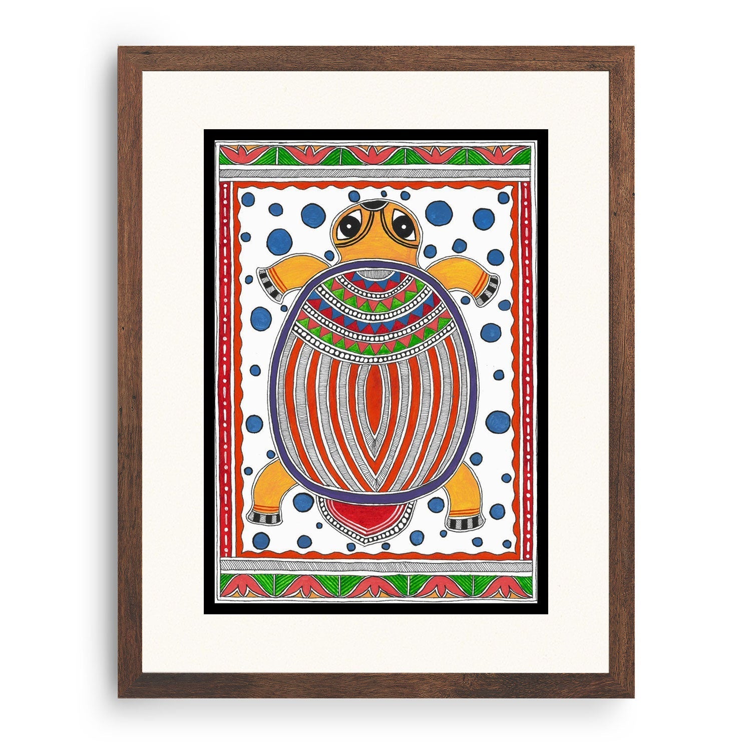 Turtle Painting Madhubani Style, Madhubani Art, Madhubani Painting
