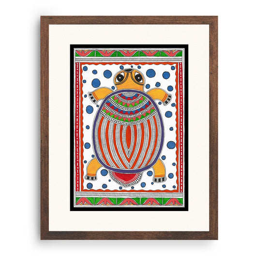 Turtle Painting Madhubani Style, Madhubani Art, Madhubani Painting