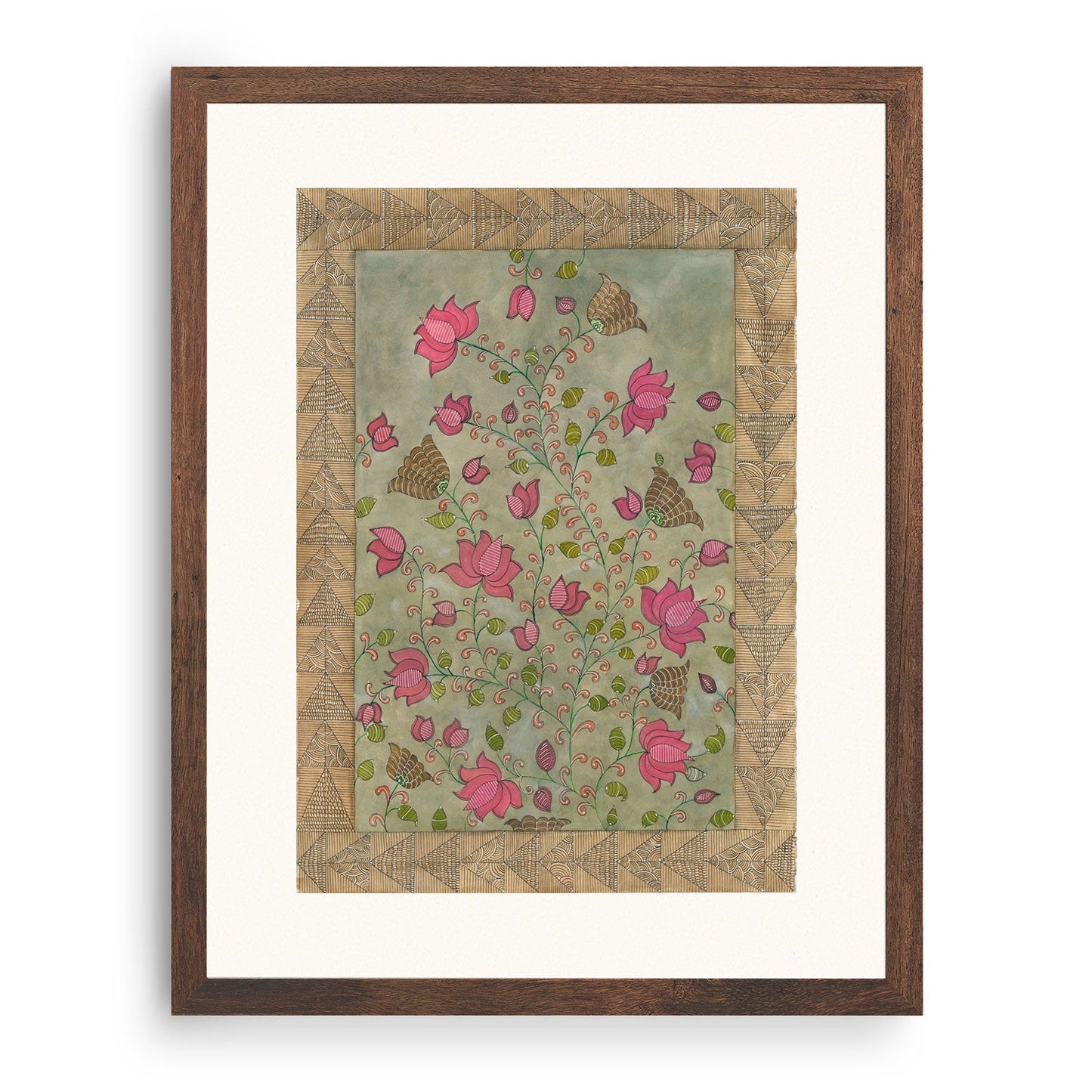 Madhubani Motifs Flower Vintage III, Madhubani Art