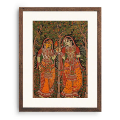 WHISPERS OF THE GROVE MADHUBANI PAINTING
