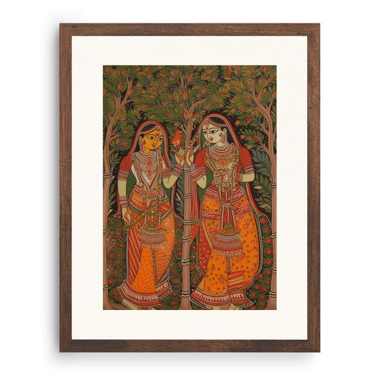 WHISPERS OF THE GROVE MADHUBANI PAINTING