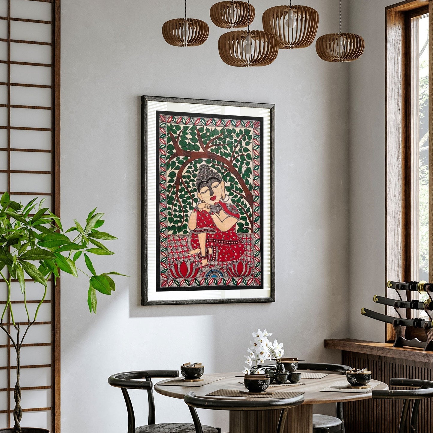 Lord Buddha, Madhubani Art, Madhubani Painting