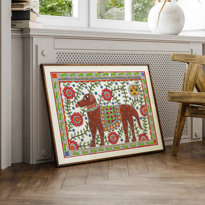 Dog your furry friend, Madhubani Art, Madhubani Painting