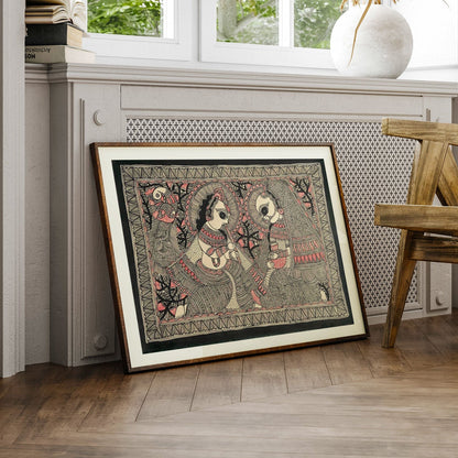 Radha Krishna, Madhubani Art, Madhubani Painting