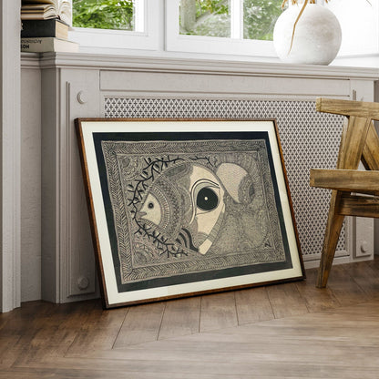 Madhubani Fish with Eye, Madhubani Art, Madhubani Painting