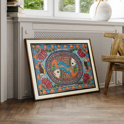 New Fish rass madhubani, Madhubani Art, Madhubani Painting