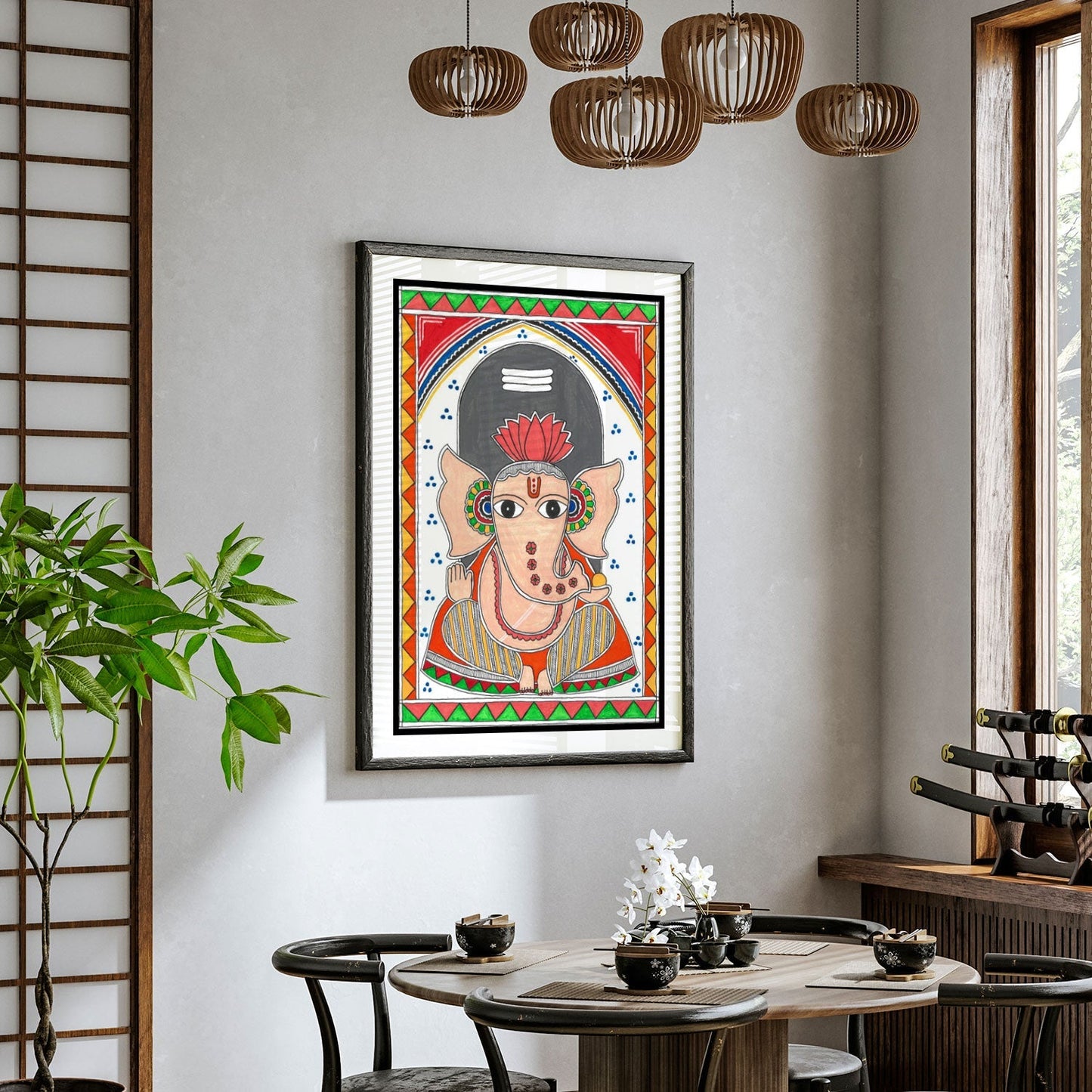 Lord Ganesha Painting Madhubani Style, Madhubani Art, Madhubani Painting