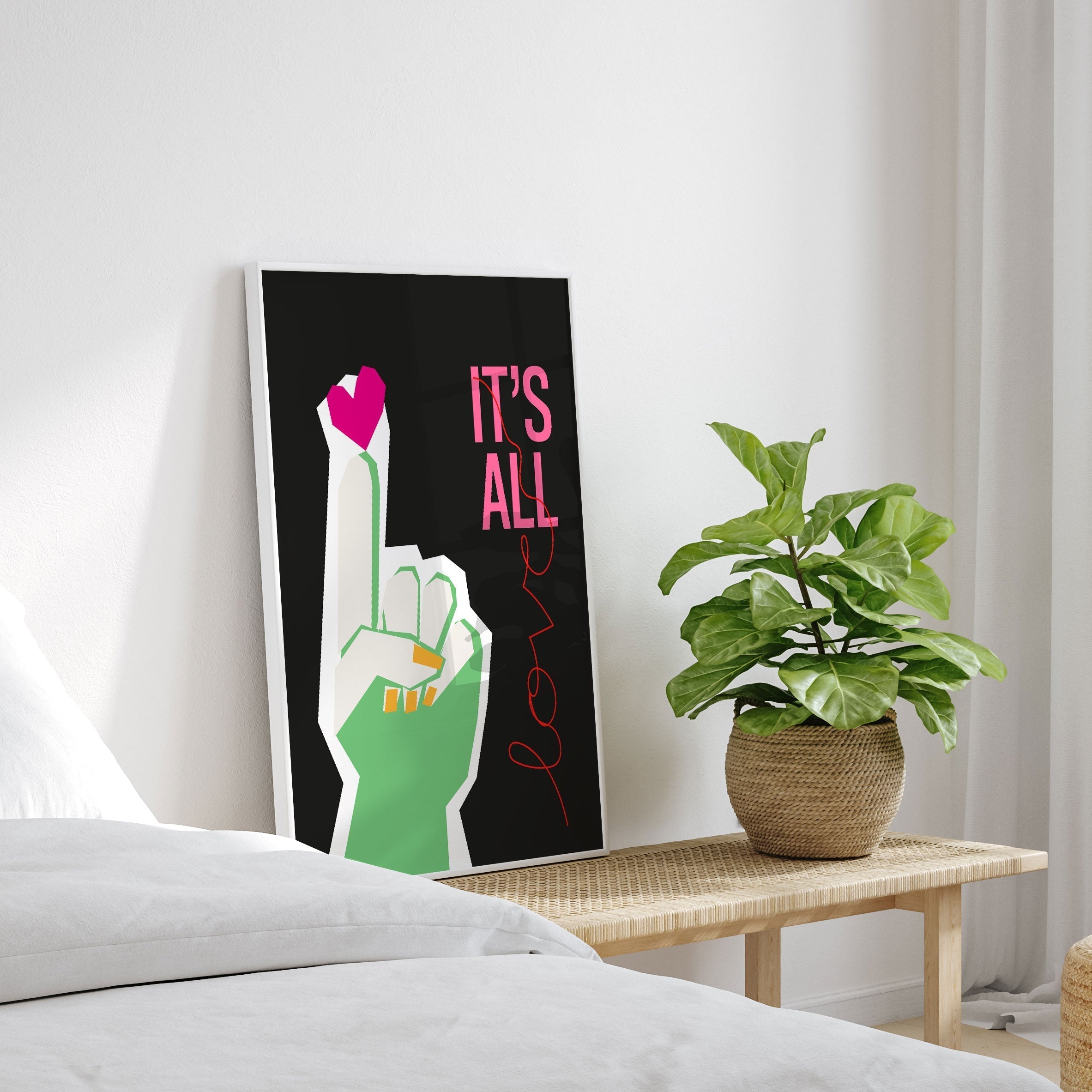 It's All Love Hand Grey, Motivational Poster