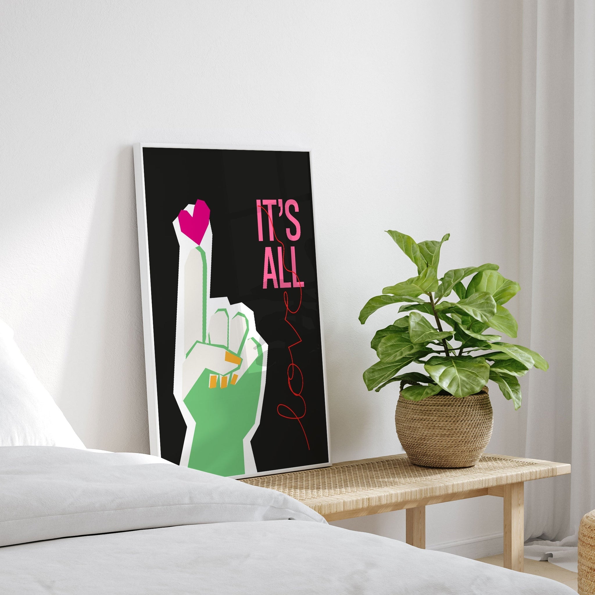 It's All Love Hand Grey, Motivational Poster