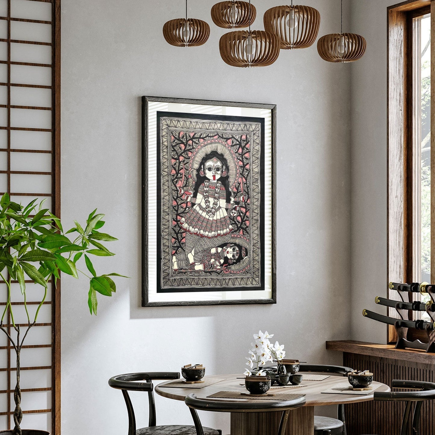 Kaali Maa with Shankar, Madhubani Art, Madhubani Painting