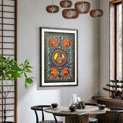 Kanhaiyya ji with Gopiya , Madhubani Art, Madhubani Painting