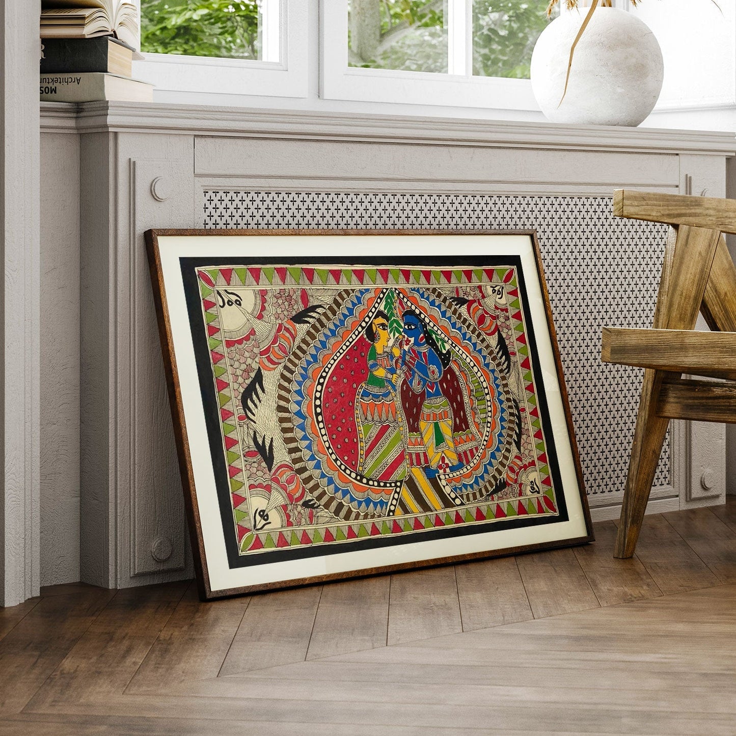 Krishna Radha Milan, Madhubani Art, Madhubani Painting