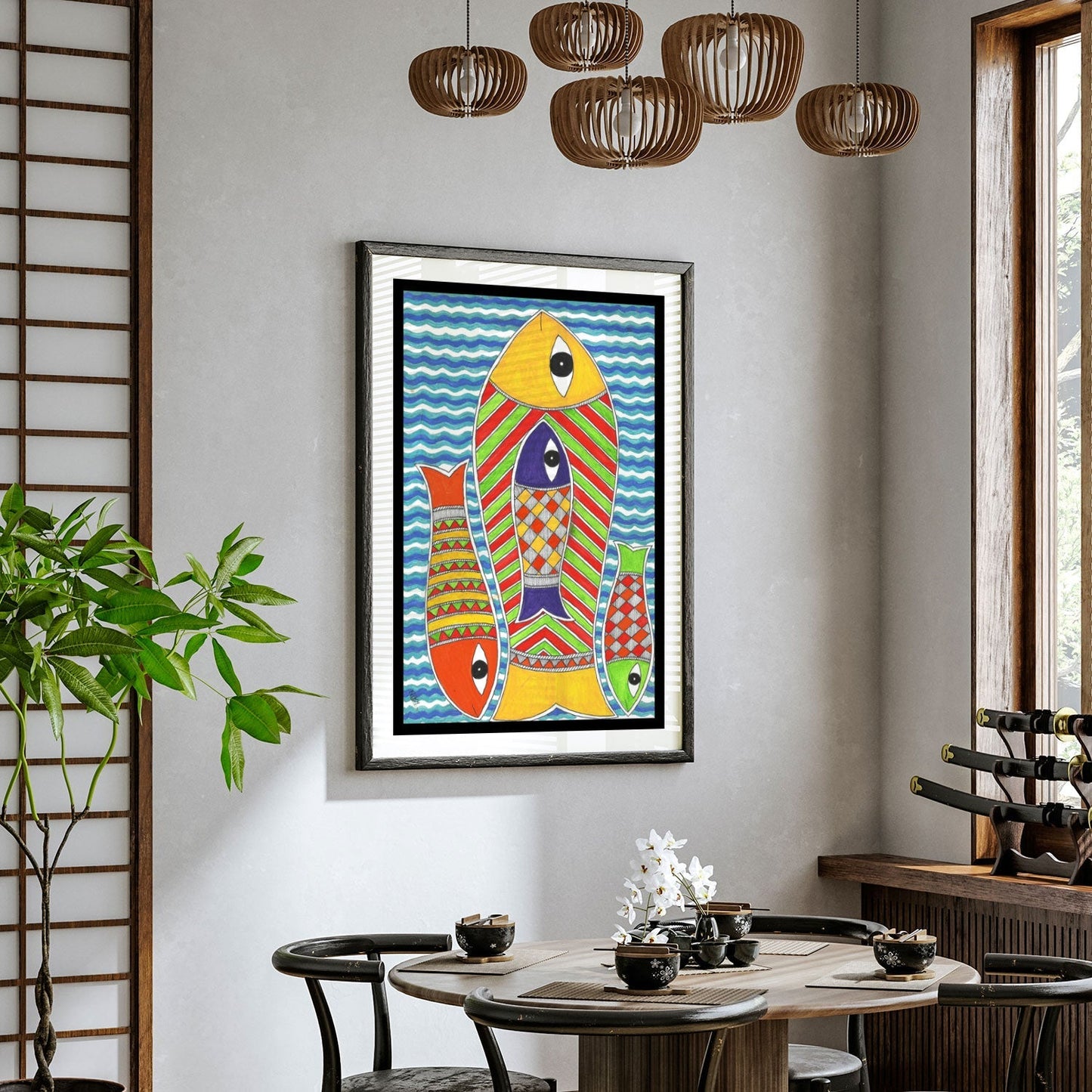 Life of Fish Madhubani Painting, Madhubani Art, Madhubani Painting