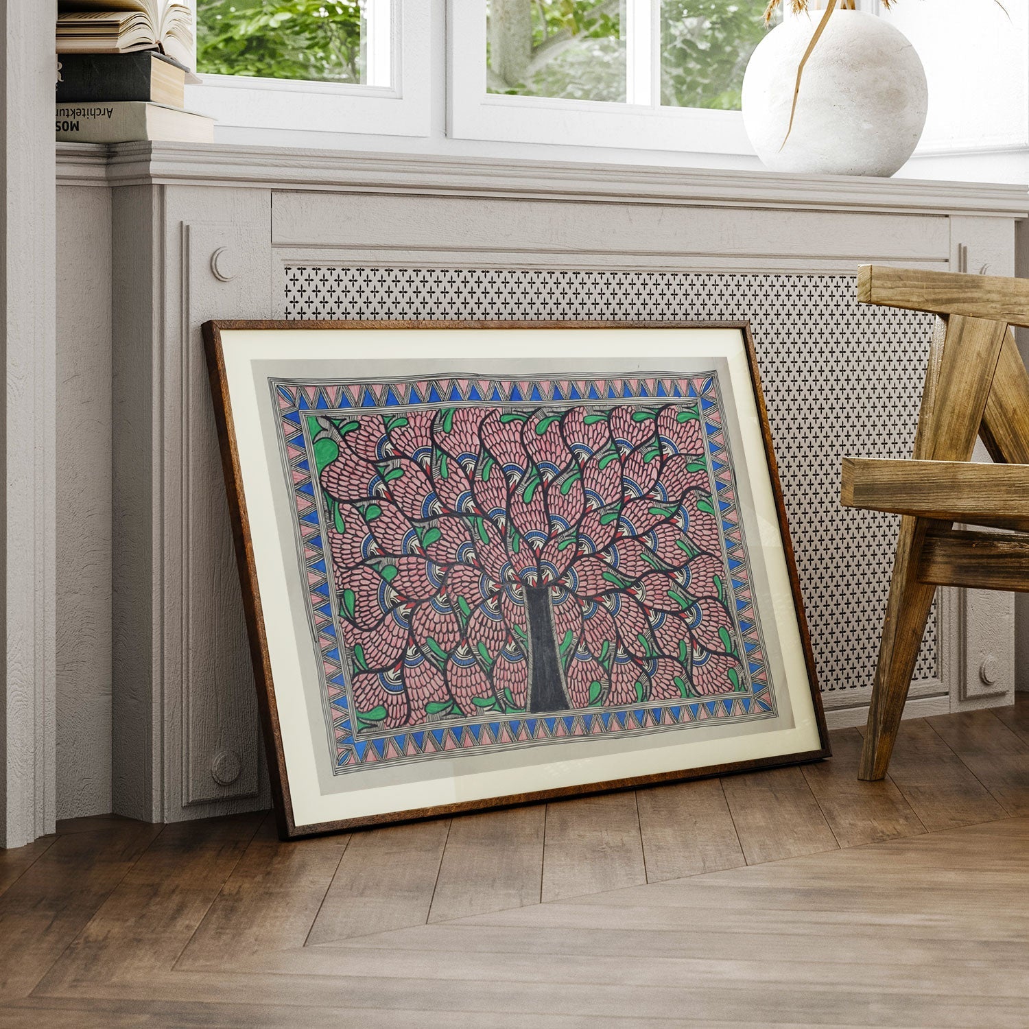 Life of tree in fish pattern in Mithila painting, Madhubani Art, Madhubani Painting