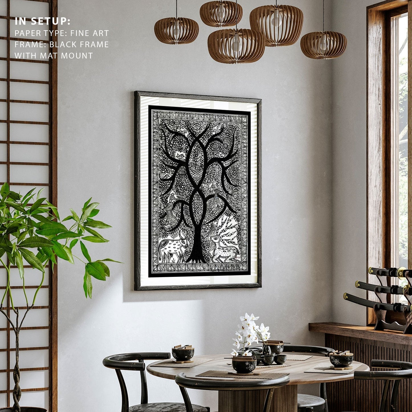 Life of Tree with Deer Madhubani Art