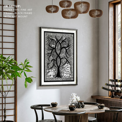 Life of Tree with Deer Madhubani Art