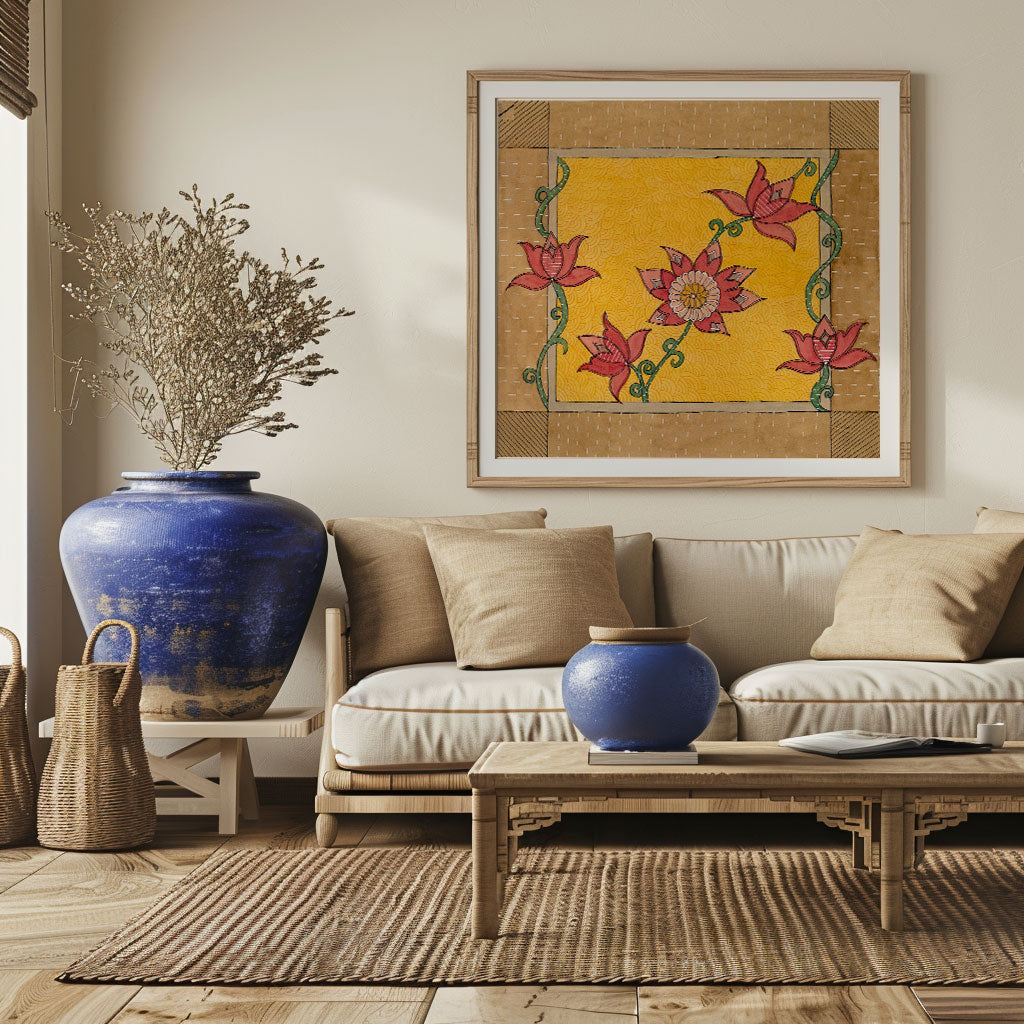 Madhubani folk floral artwork