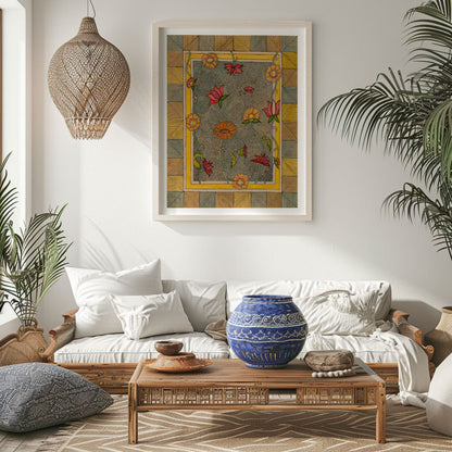 Madhubani painting in vintage style