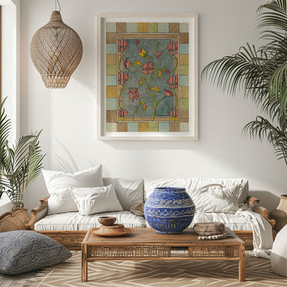 Madhubani painting in vintage style