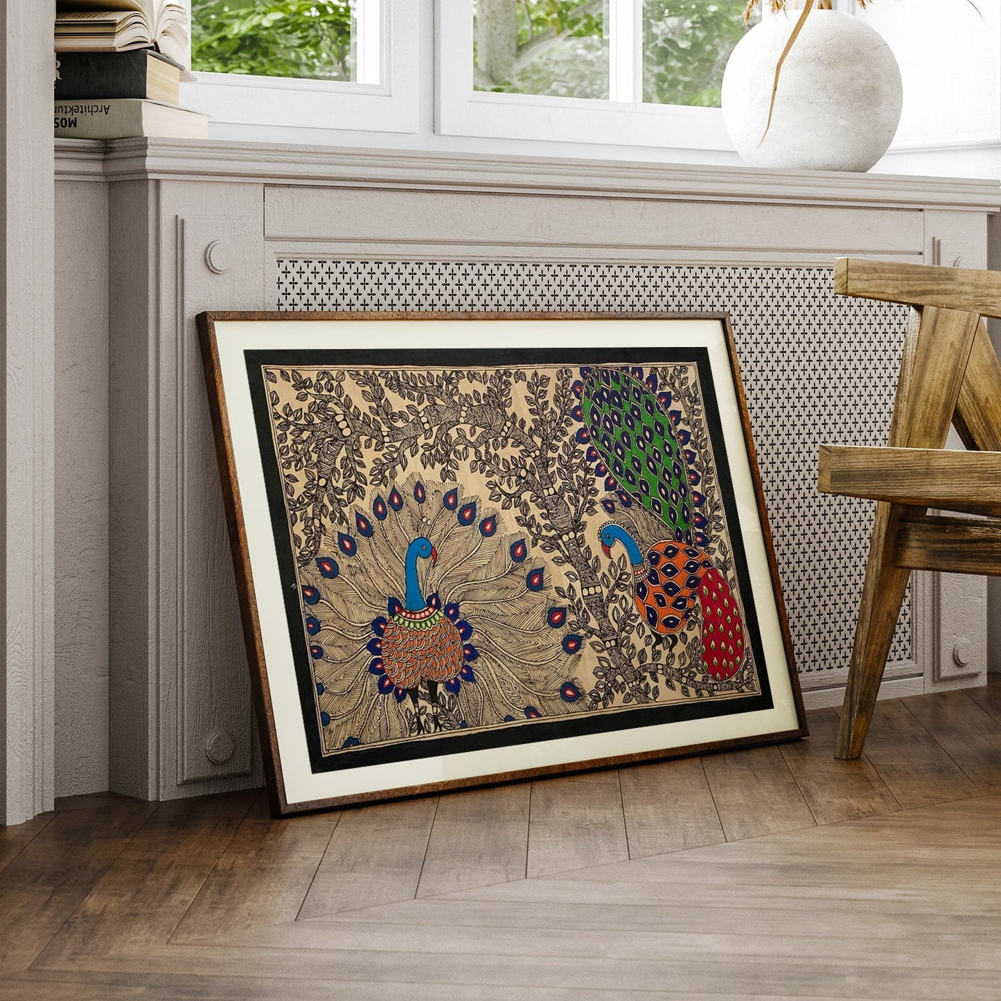 Peacock Dancing Madhubani Art, Madhubani Art, Madhubani Painting